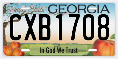 GA license plate CXB1708
