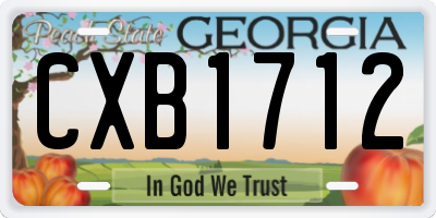 GA license plate CXB1712