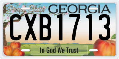 GA license plate CXB1713