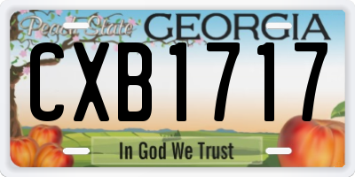 GA license plate CXB1717