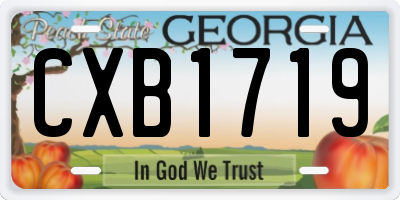 GA license plate CXB1719