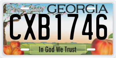 GA license plate CXB1746