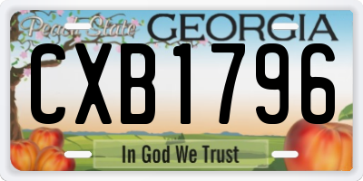 GA license plate CXB1796
