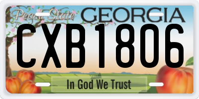 GA license plate CXB1806