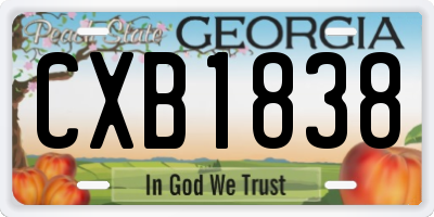 GA license plate CXB1838