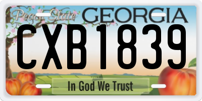 GA license plate CXB1839