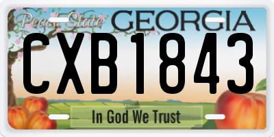 GA license plate CXB1843