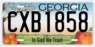 GA license plate CXB1858