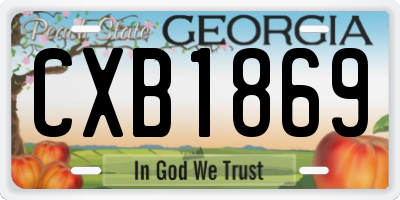 GA license plate CXB1869