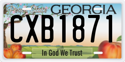 GA license plate CXB1871