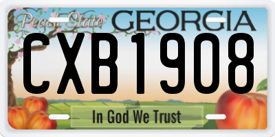 GA license plate CXB1908