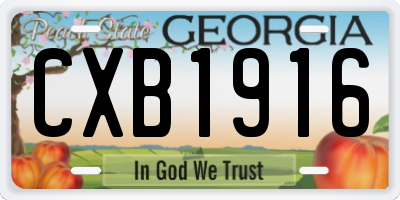 GA license plate CXB1916