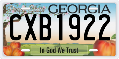 GA license plate CXB1922