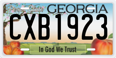 GA license plate CXB1923