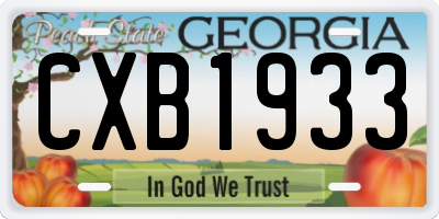 GA license plate CXB1933