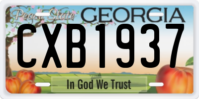 GA license plate CXB1937