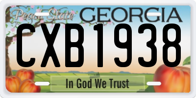 GA license plate CXB1938