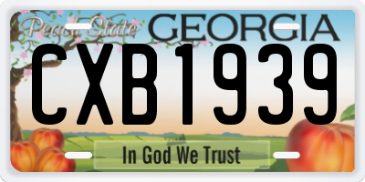 GA license plate CXB1939