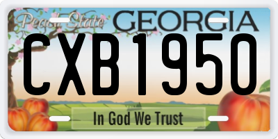 GA license plate CXB1950