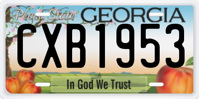 GA license plate CXB1953