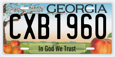 GA license plate CXB1960