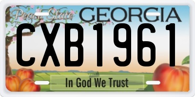 GA license plate CXB1961