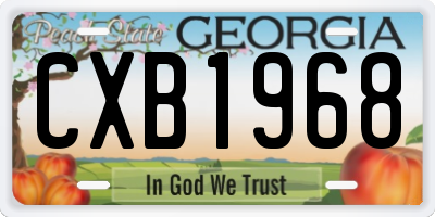 GA license plate CXB1968