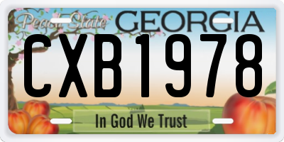 GA license plate CXB1978