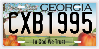 GA license plate CXB1995