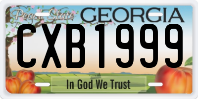 GA license plate CXB1999