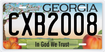 GA license plate CXB2008