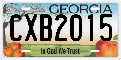 GA license plate CXB2015