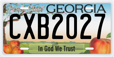 GA license plate CXB2027