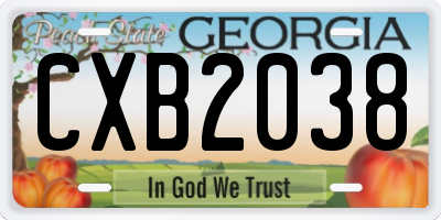 GA license plate CXB2038