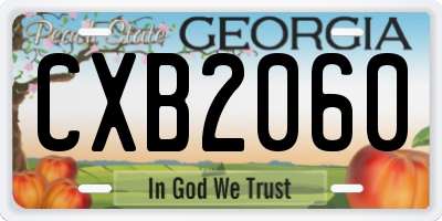 GA license plate CXB2060