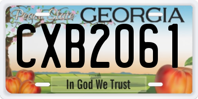 GA license plate CXB2061