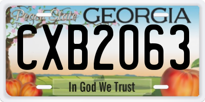 GA license plate CXB2063