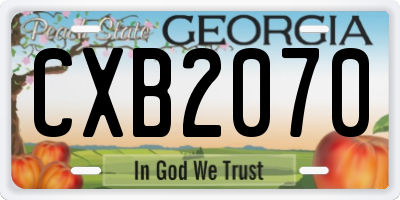GA license plate CXB2070