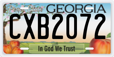 GA license plate CXB2072