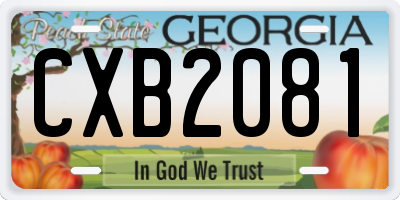 GA license plate CXB2081