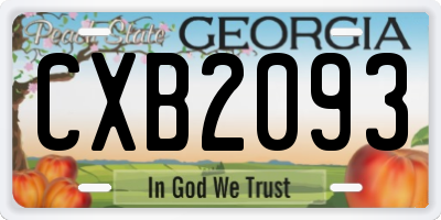 GA license plate CXB2093