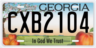 GA license plate CXB2104