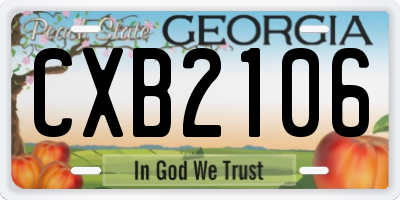 GA license plate CXB2106