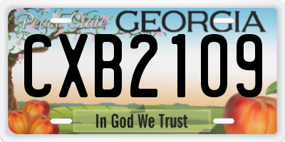 GA license plate CXB2109