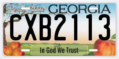 GA license plate CXB2113