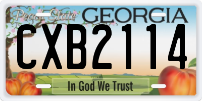 GA license plate CXB2114