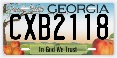 GA license plate CXB2118