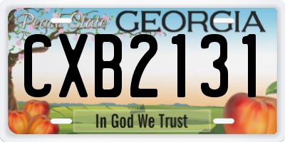 GA license plate CXB2131
