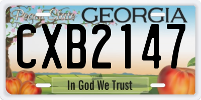 GA license plate CXB2147