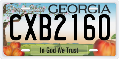 GA license plate CXB2160